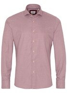 ETERNA LANGE MOUW OVERHEMD SLIM FIT SOFT TAILORING TWILL ROOD/ZWART