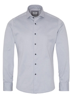 ETERNA LANGE MOUW OVERHEMD SLIM FIT SOFT TAILORING TWILL ZILVER GRIJS