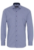 ETERNA LANGE MOUW OVERHEMD SLIM FIT STRETCH BLAUW MET RELIËF
