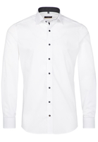 ETERNA LANGE MOUW OVERHEMD SLIM FIT STRETCH WIT MET RELIËF
