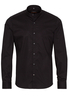 ETERNA LANGE MOUW OVERHEMD SLIM FIT STRETCH ZWART UNI