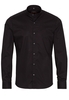 ETERNA LANGE MOUW OVERHEMD SLIM FIT STRETCH ZWART UNI