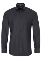 ETERNA LANGE MOUW OVERHEMD SLIM FIT TWILL ANTRACIET MET RELIËF