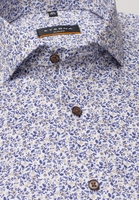 ETERNA LANGE MOUW OVERHEMD SLIM FIT TWILL BEIGE/BLAUW PRINT