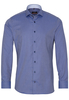 ETERNA LANGE MOUW OVERHEMD SLIM FIT TWILL BLAUW / WIT MET RELIËF