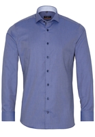 ETERNA LANGE MOUW OVERHEMD SLIM FIT TWILL BLAUW / WIT MET RELIËF
