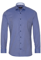 ETERNA LANGE MOUW OVERHEMD SLIM FIT TWILL BLAUW / WIT MET RELIËF