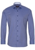 ETERNA LANGE MOUW OVERHEMD SLIM FIT TWILL BLAUW / WIT MET RELIËF