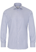 ETERNA LANGE MOUW OVERHEMD SLIM FIT TWILL BLAUW / WIT MET RELIËF