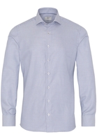 ETERNA LANGE MOUW OVERHEMD SLIM FIT TWILL BLAUW / WIT MET RELIËF