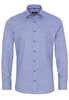 ETERNA LANGE MOUW OVERHEMD SLIM FIT TWILL BLAUW MET RELIËF