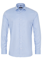 ETERNA LANGE MOUW OVERHEMD SLIM FIT TWILL BLAUW MET RELIËF