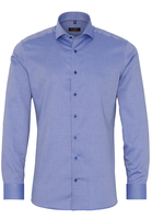 ETERNA LANGE MOUW OVERHEMD SLIM FIT TWILL BLAUW MET RELIËF