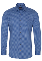 ETERNA LANGE MOUW OVERHEMD SLIM FIT TWILL BLAUW PRINT