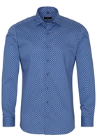 ETERNA LANGE MOUW OVERHEMD SLIM FIT TWILL BLAUW PRINT