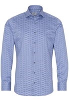 ETERNA LANGE MOUW OVERHEMD SLIM FIT TWILL BLAUW PRINT