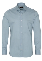ETERNA LANGE MOUW OVERHEMD SLIM FIT TWILL BLAUW/GROEN PRINT
