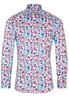 ETERNA LANGE MOUW OVERHEMD SLIM FIT TWILL BLAUW/ROOD PRINT