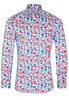 ETERNA LANGE MOUW OVERHEMD SLIM FIT TWILL BLAUW/ROOD PRINT