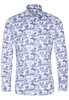 ETERNA LANGE MOUW OVERHEMD SLIM FIT TWILL BLAUW/WIT PRINT