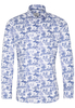 ETERNA LANGE MOUW OVERHEMD SLIM FIT TWILL BLAUW/WIT PRINT