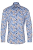 ETERNA LANGE MOUW OVERHEMD SLIM FIT TWILL BRUIN / LICHTBLAUW PRINT