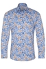 ETERNA LANGE MOUW OVERHEMD SLIM FIT TWILL BRUIN / LICHTBLAUW PRINT