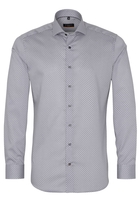 ETERNA LANGE MOUW OVERHEMD SLIM FIT TWILL GRIJS PRINT