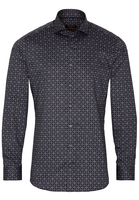 ETERNA LANGE MOUW OVERHEMD SLIM FIT TWILL GRIJS PRINT