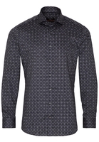 ETERNA LANGE MOUW OVERHEMD SLIM FIT TWILL GRIJS PRINT