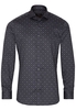ETERNA LANGE MOUW OVERHEMD SLIM FIT TWILL GRIJS PRINT