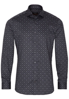 ETERNA LANGE MOUW OVERHEMD SLIM FIT TWILL GRIJS PRINT