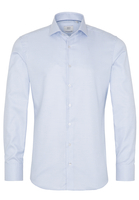 ETERNA LANGE MOUW OVERHEMD SLIM FIT TWILL LICHT BLAUW / WIT MET RELIËF