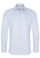 ETERNA LANGE MOUW OVERHEMD SLIM FIT TWILL LICHT BLAUW / WIT MET RELIËF
