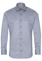 ETERNA LANGE MOUW OVERHEMD SLIM FIT TWILL LICHTBLAUW / BEIGE PRINT