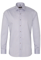 ETERNA LANGE MOUW OVERHEMD SLIM FIT TWILL LICHTBLAUW / BRUIN PRINT