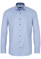 ETERNA LANGE MOUW OVERHEMD SLIM FIT TWILL LICHTBLAUW MET RELIËF