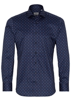 ETERNA LANGE MOUW OVERHEMD SLIM FIT TWILL MARINEBLAU PRINT