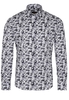 ETERNA LANGE MOUW OVERHEMD SLIM FIT TWILL ZWART/WIT PRINT