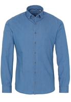 ETERNA LANGE MOUW OVERHEMD SLIM FIT UPCYCLING SHIRT DENIM BLAUW UNI