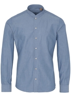 ETERNA LANGE MOUW OVERHEMD SLIM FIT UPCYCLING SHIRT DENIM BLAUW/WIT