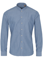 ETERNA LANGE MOUW OVERHEMD SLIM FIT UPCYCLING SHIRT DENIM BLAUW/WIT