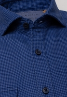 ETERNA LANGE MOUW OVERHEMD SLIM FIT UPCYCLING SHIRT FLANELLE BLAUW