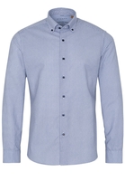 ETERNA LANGE MOUW OVERHEMD SLIM FIT UPCYCLING SHIRT OXFORD BLAUW PRINT