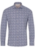 ETERNA LANGE MOUW OVERHEMD SLIM FIT UPCYCLING SHIRT OXFORD BLAUW PRINT
