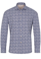 ETERNA LANGE MOUW OVERHEMD SLIM FIT UPCYCLING SHIRT OXFORD BLAUW PRINT