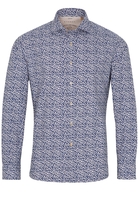 ETERNA LANGE MOUW OVERHEMD SLIM FIT UPCYCLING SHIRT OXFORD BLAUWE/ROOS