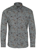 ETERNA LANGE MOUW OVERHEMD SLIM FIT UPCYCLING SHIRT OXFORD BLAUW/WIT