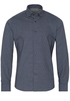 ETERNA LANGE MOUW OVERHEMD SLIM FIT UPCYCLING SHIRT OXFORD GROEN BLAUW