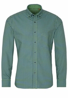 ETERNA LANGE MOUW OVERHEMD SLIM FIT UPCYCLING SHIRT OXFORD GROEN/BLAUW